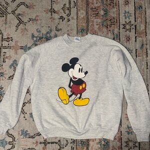 Disney Gray Crew Neck Mickey Mouse Sweater